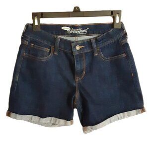 Old Navy Sweetheart Jean Shorts Size 2 Low Rise Roll Bottom Pockets Zip Closure